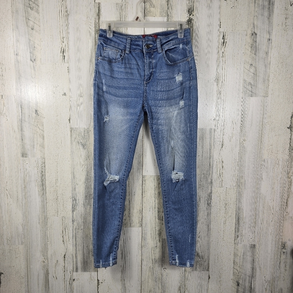 Wax jeans butt i love you light wash ripped skinny denim jeans juniors size 5